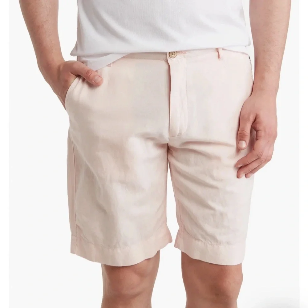 NWT Faherty Malibu Shorts Men's Cotton Linen Blend Chino Golf Pink Size 38 $98